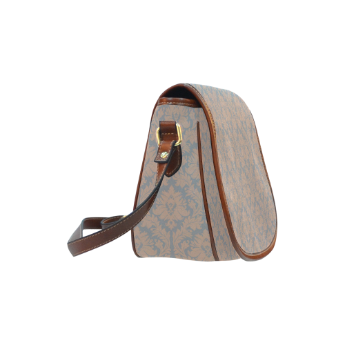 autumn fall colors beige grey damask Saddle Bag/Small (Model 1649) Full Customization