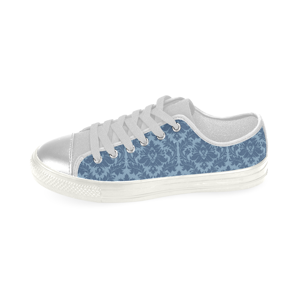 autumn fall colors blue damask pattern Women's Classic Canvas Shoes (Model 018)