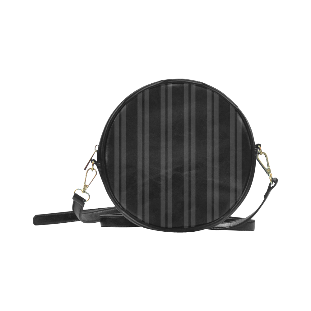 Gray/Black Vertical Stripes Round Sling Bag (Model 1647)