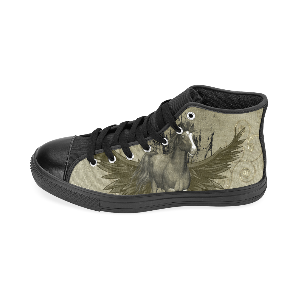 Wild horse with wings Men’s Classic High Top Canvas Shoes /Large Size (Model 017)