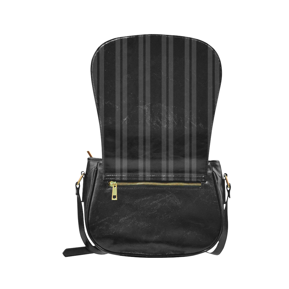 Gray/Black Vertical Stripes Classic Saddle Bag/Large (Model 1648)
