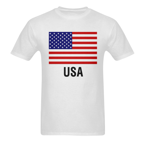 FLAG OF UNITED STATES TEXT USA Men's T-Shirt in USA Size (Two Sides Printing)