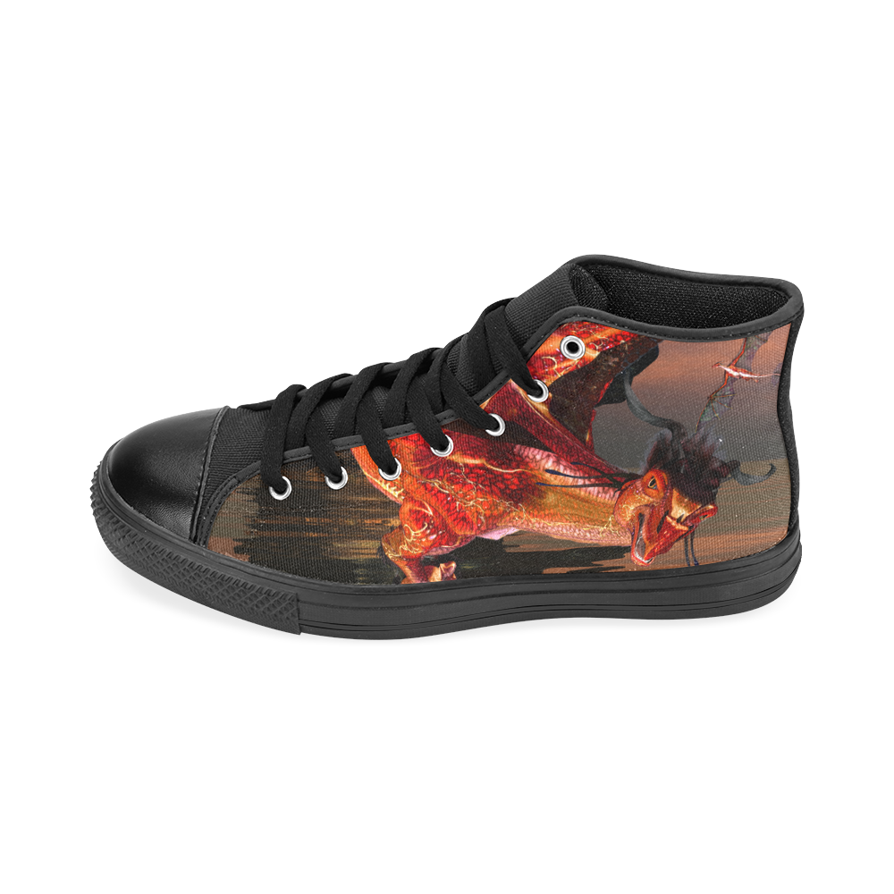 Awesome red flying dragon Men’s Classic High Top Canvas Shoes /Large Size (Model 017)