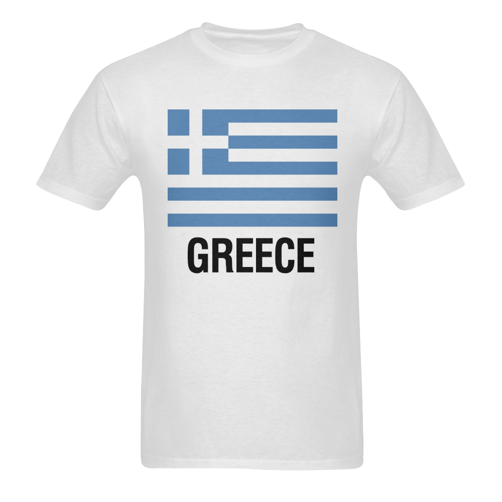 Greek Flag TEXT GREECE Men's T-Shirt in USA Size (Two Sides Printing)