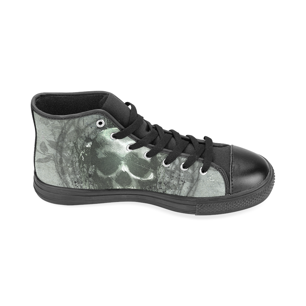 Awesome skull with bones and grunge Men’s Classic High Top Canvas Shoes /Large Size (Model 017)