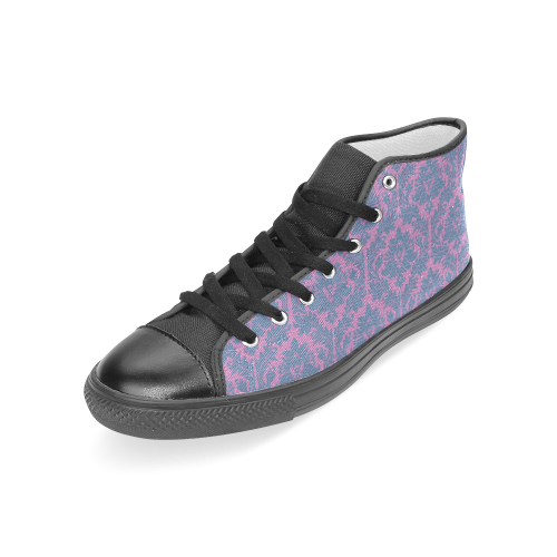 autumn fall colors pink blue damask pattern Women's Classic High Top Canvas Shoes (Model 017)
