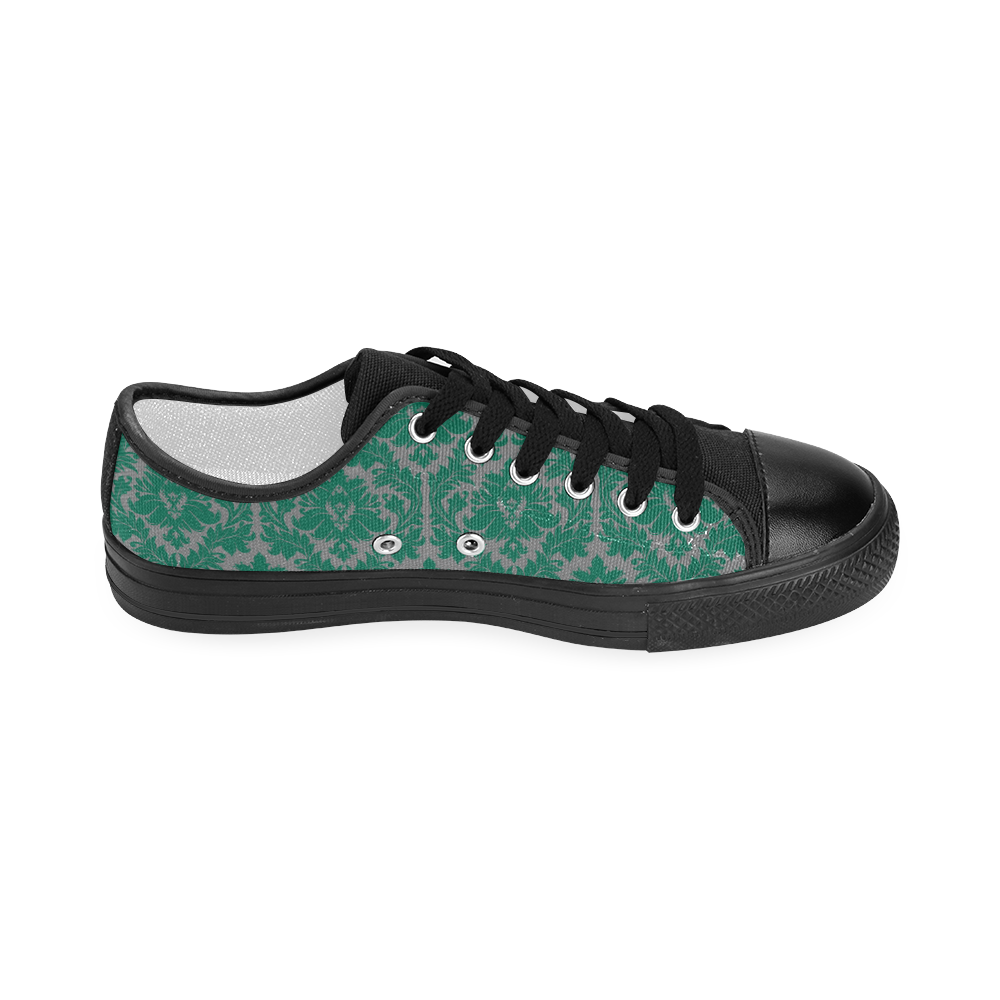 autumn fall colors green grey damask Women's Classic Canvas Shoes (Model 018)