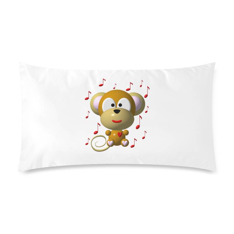Cute Critters With Heart: Musical Monkey Custom Rectangle Pillow Case 20"x36" (one side)
