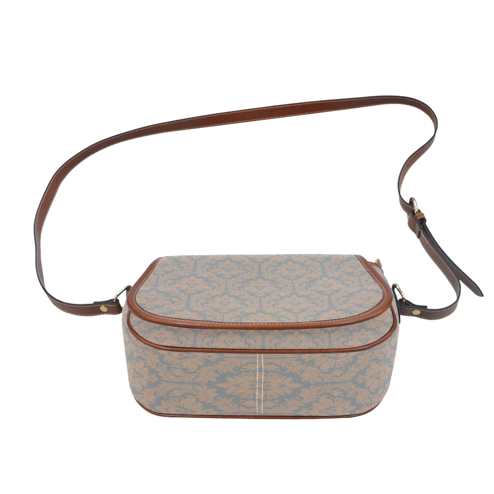 autumn fall colors beige grey damask Saddle Bag/Small (Model 1649) Full Customization