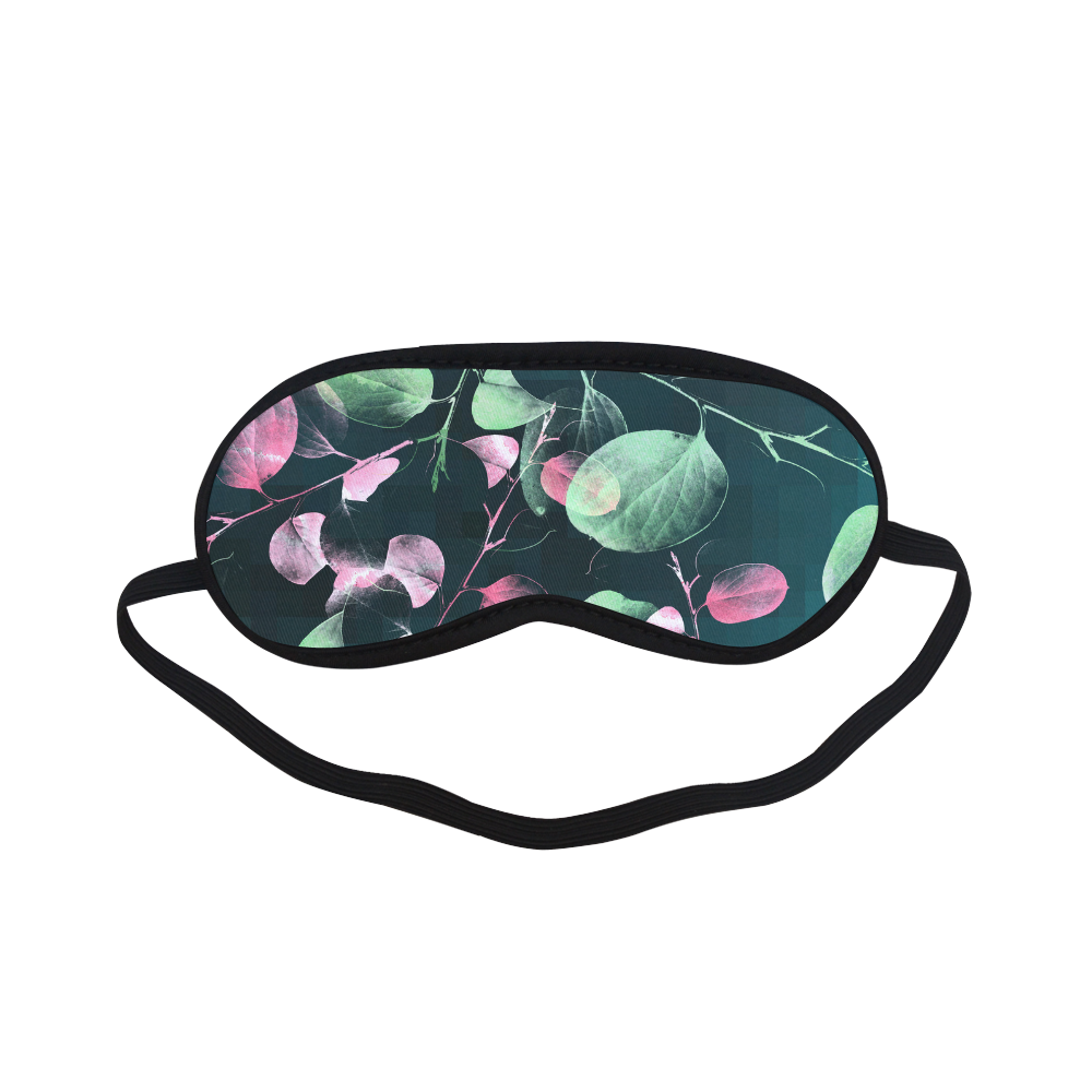 Modern Green and Pink Leaves Sleeping Mask