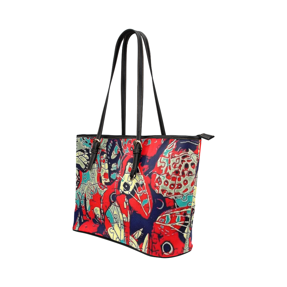 Butterfly by Popart Lover Leather Tote Bag/Large (Model 1651)