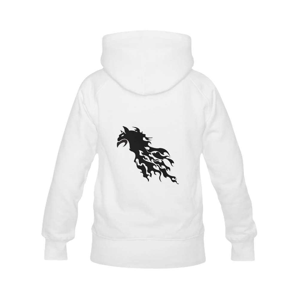 Lion tattoo with flame in black Women's Classic Hoodies (Model H07)