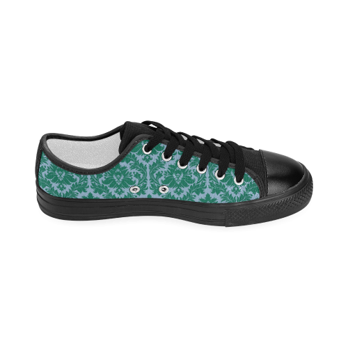 autumn fall colors green blue damask Women's Classic Canvas Shoes (Model 018)
