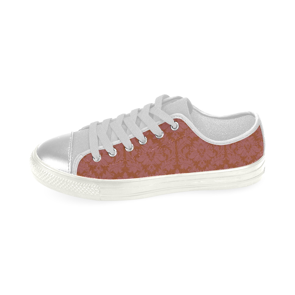 autumn fall color red damask Women's Classic Canvas Shoes (Model 018)