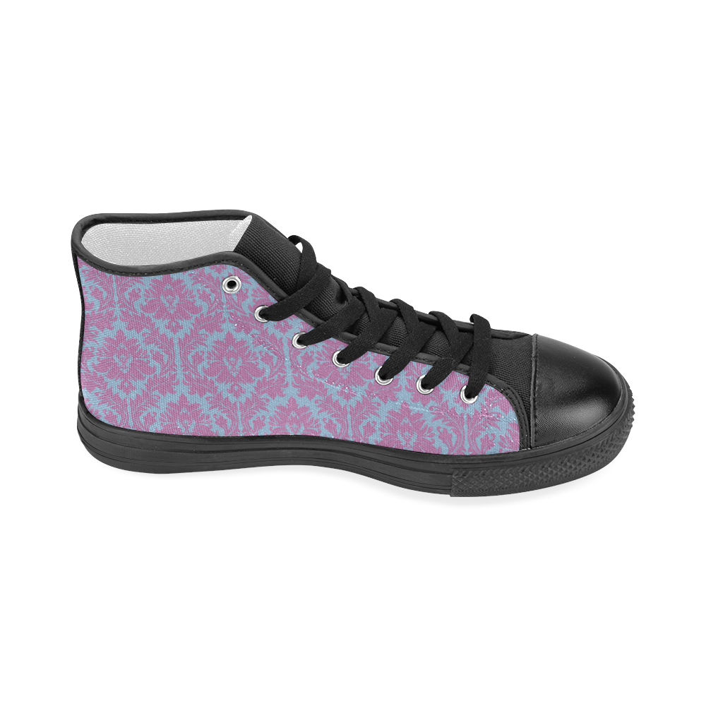 autumn fall colors pink blue damask Women's Classic High Top Canvas Shoes (Model 017)