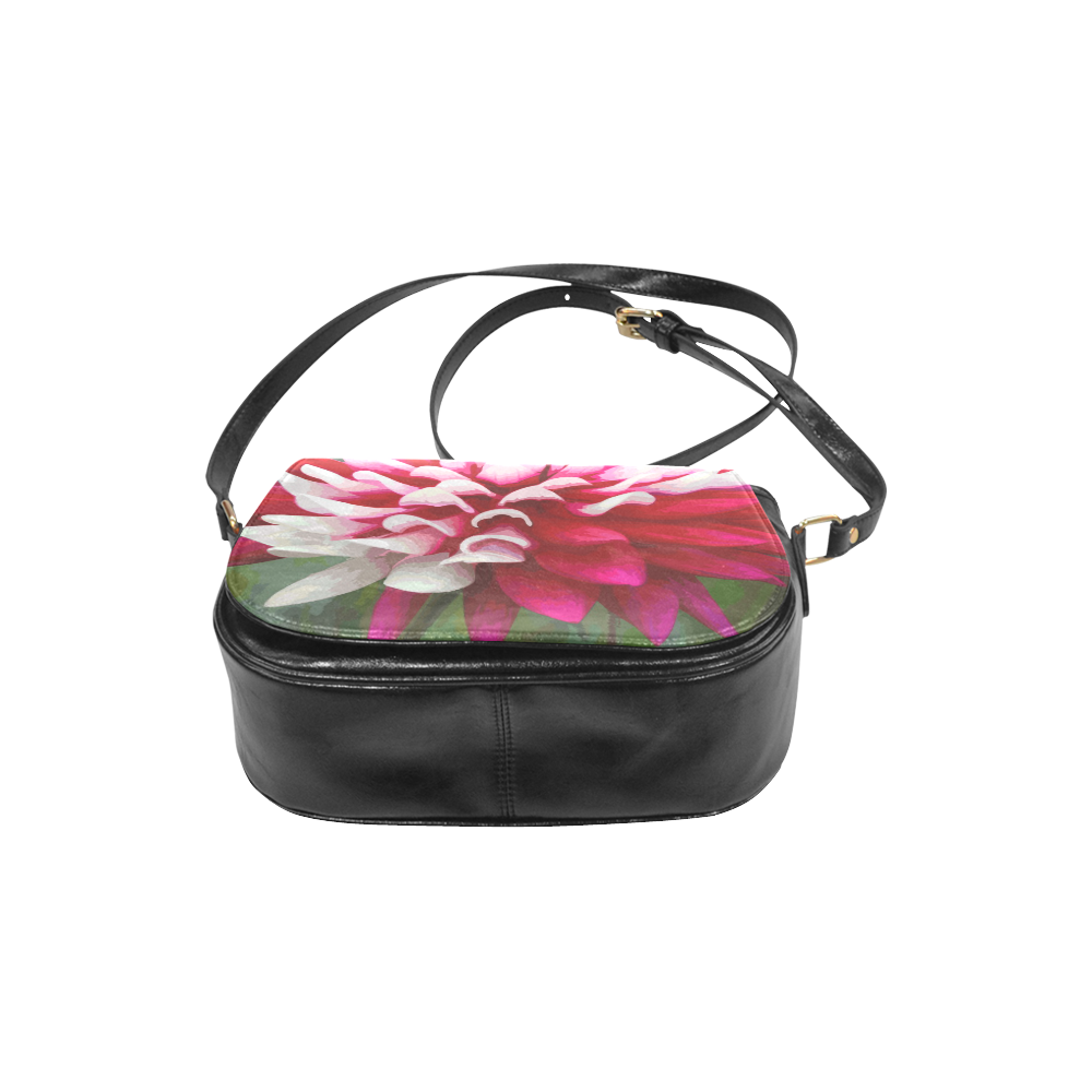 Red White Dahlia Floral Classic Saddle Bag/Small (Model 1648)