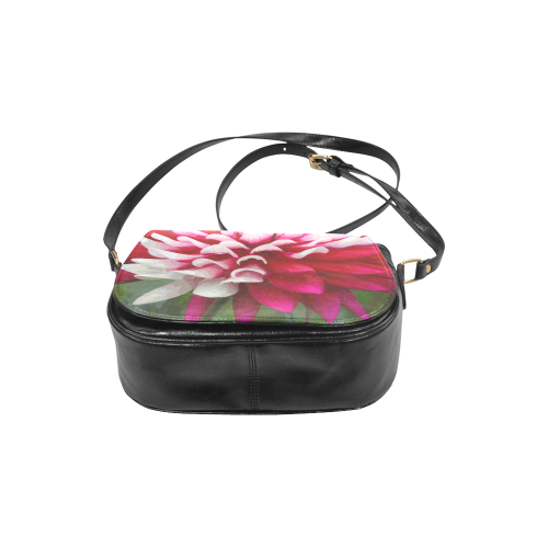 Red White Dahlia Floral Classic Saddle Bag/Small (Model 1648)
