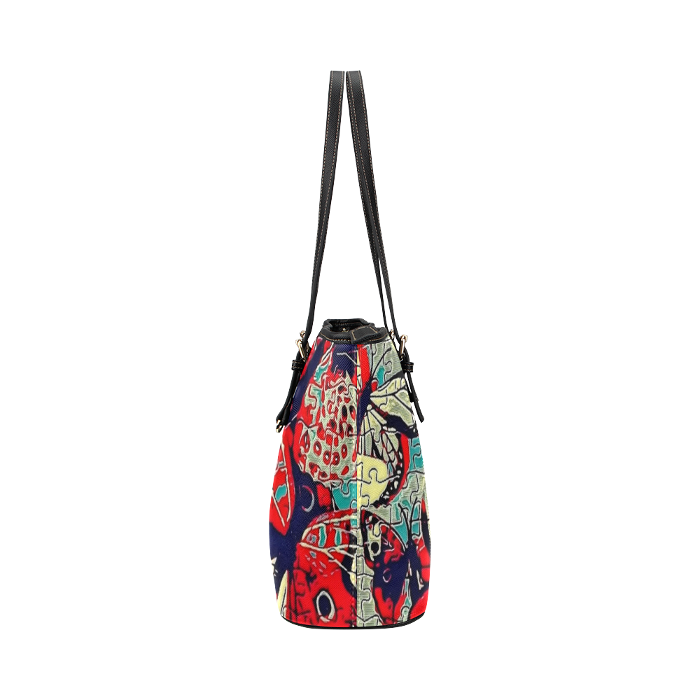 Butterfly by Popart Lover Leather Tote Bag/Large (Model 1651)