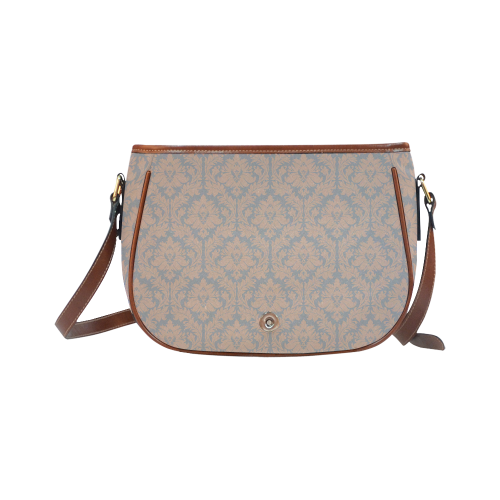 autumn fall colors beige grey damask Saddle Bag/Small (Model 1649) Full Customization