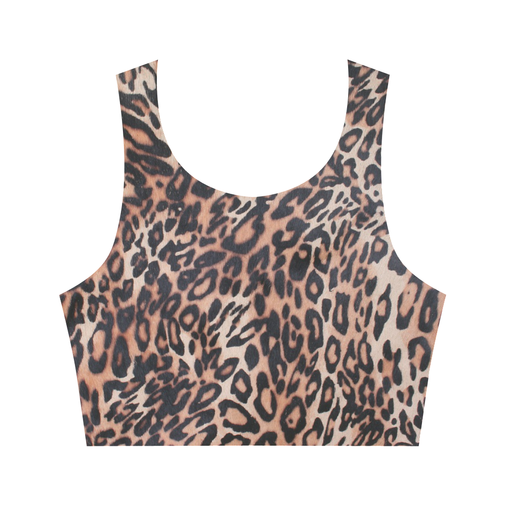 Leopard Print Women's Crop Top (Model T42)