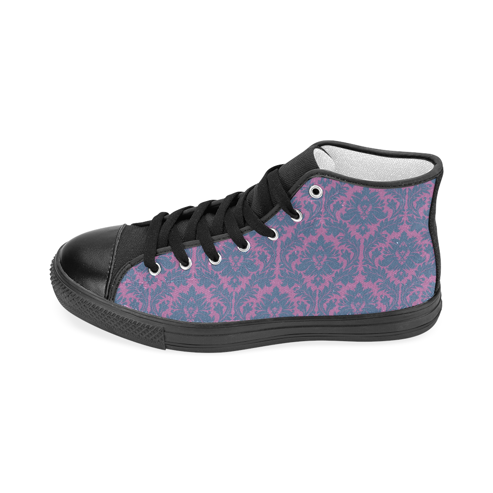 autumn fall colors pink blue damask pattern Women's Classic High Top Canvas Shoes (Model 017)