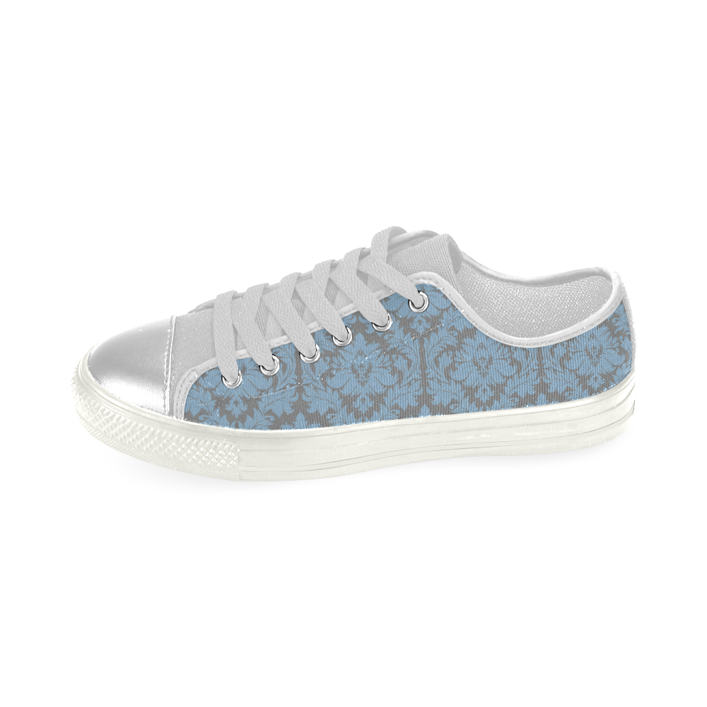 autumn fall colors grey blue damask Women's Classic Canvas Shoes (Model 018)