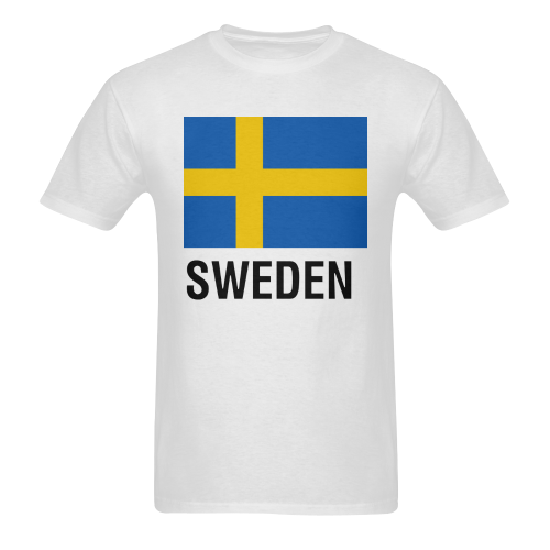 Swedish Flag TEXT SWEDEN Men's T-Shirt in USA Size (Two Sides Printing)