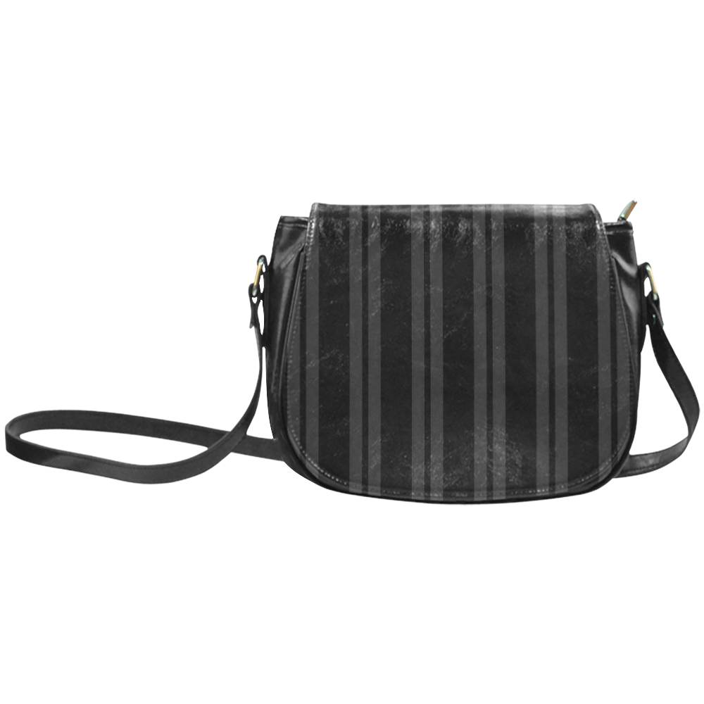 Gray/Black Vertical Stripes Classic Saddle Bag/Large (Model 1648)