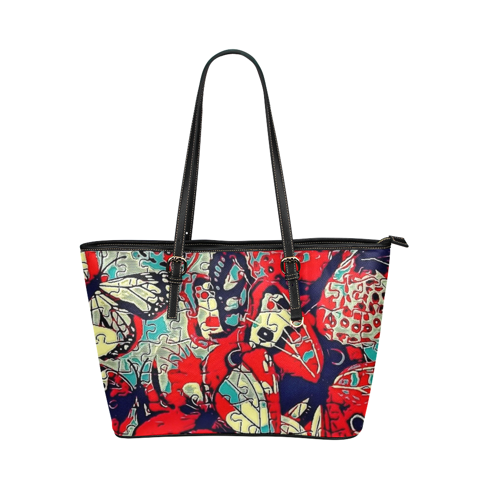 Butterfly by Popart Lover Leather Tote Bag/Small (Model 1651)
