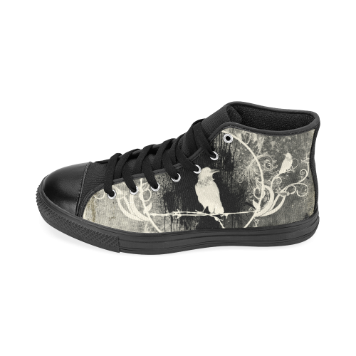 The crow with flowers, vintage design Men’s Classic High Top Canvas Shoes /Large Size (Model 017)