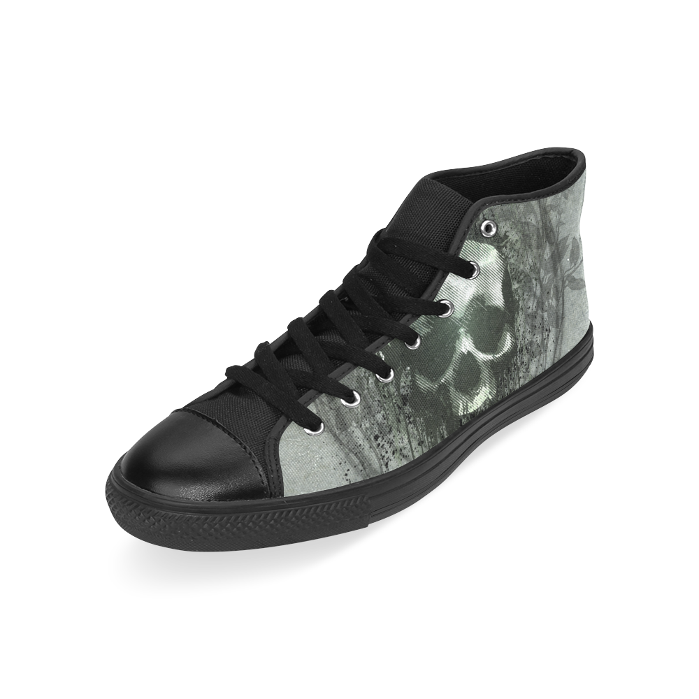 Awesome skull with bones and grunge Men’s Classic High Top Canvas Shoes /Large Size (Model 017)