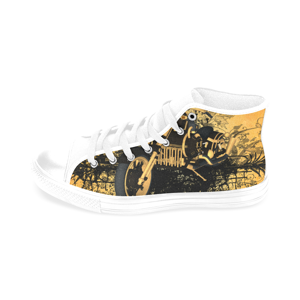 Steampunk, awesome motorcycle with floral elements Men’s Classic High Top Canvas Shoes /Large Size (Model 017)