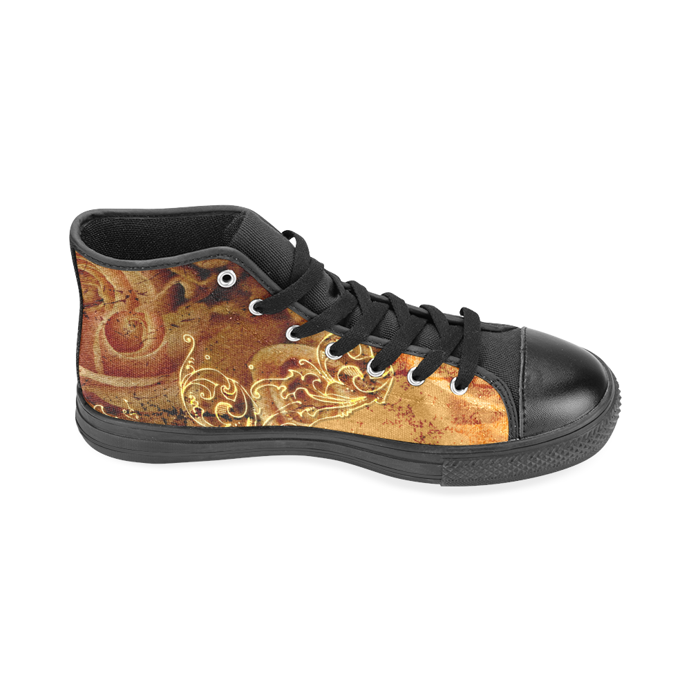 Wonderful vintage design with roses Men’s Classic High Top Canvas Shoes /Large Size (Model 017)