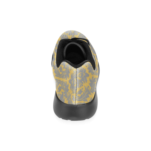 autumn fall mustard yellow grey damask Women’s Running Shoes (Model 020)