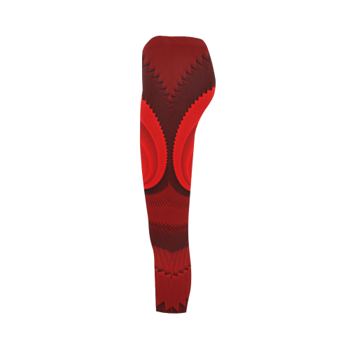 Red Rose Dragon Scales Spiral Capri Legging (Model L02)