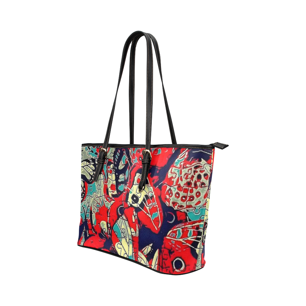 Butterfly by Popart Lover Leather Tote Bag/Small (Model 1651)