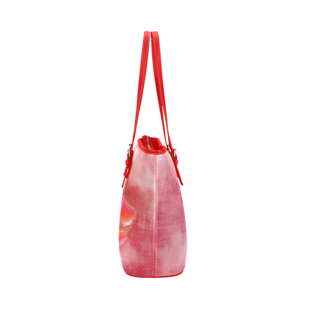 pink wash nautilus Leather Tote Bag/Large (Model 1651)