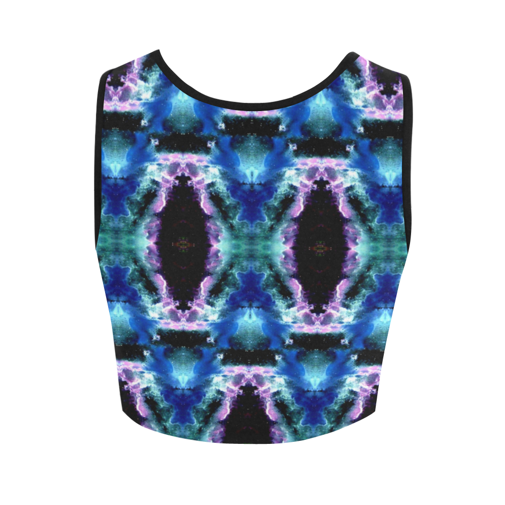 Blue, Light Blue, Metallic Diamond Pattern Women's Crop Top (Model T42)