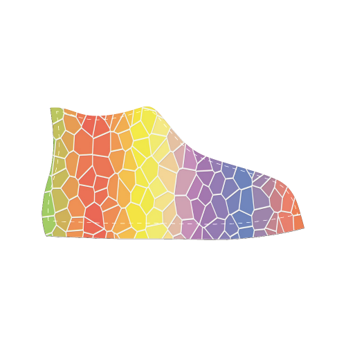 Mosaic Rainbow Men’s Classic High Top Canvas Shoes /Large Size (Model 017)