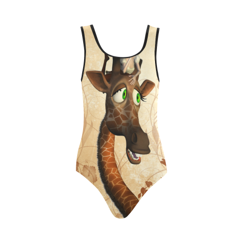 Funny, cute giraffe with fairy Vest One Piece Swimsuit (Model S04)