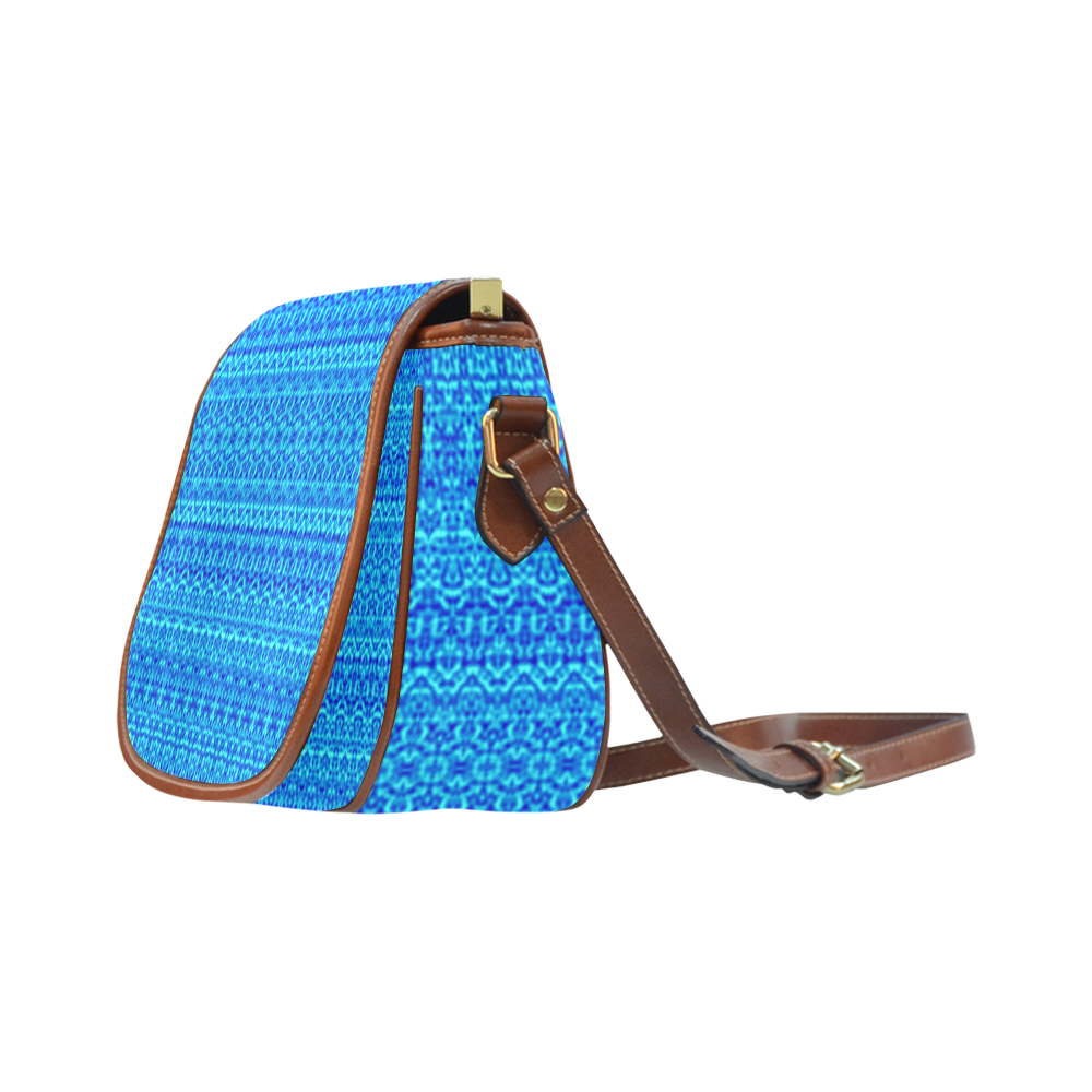 Abstract Blue Damask Saddle Bag/Small (Model 1649) Full Customization