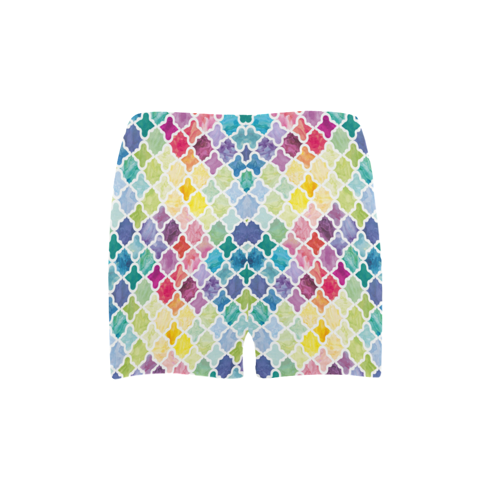 watercolor pattern Briseis Skinny Shorts (Model L04)