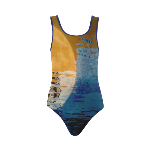 Abstract moon by Martina Webster Vest One Piece Swimsuit (Model S04)
