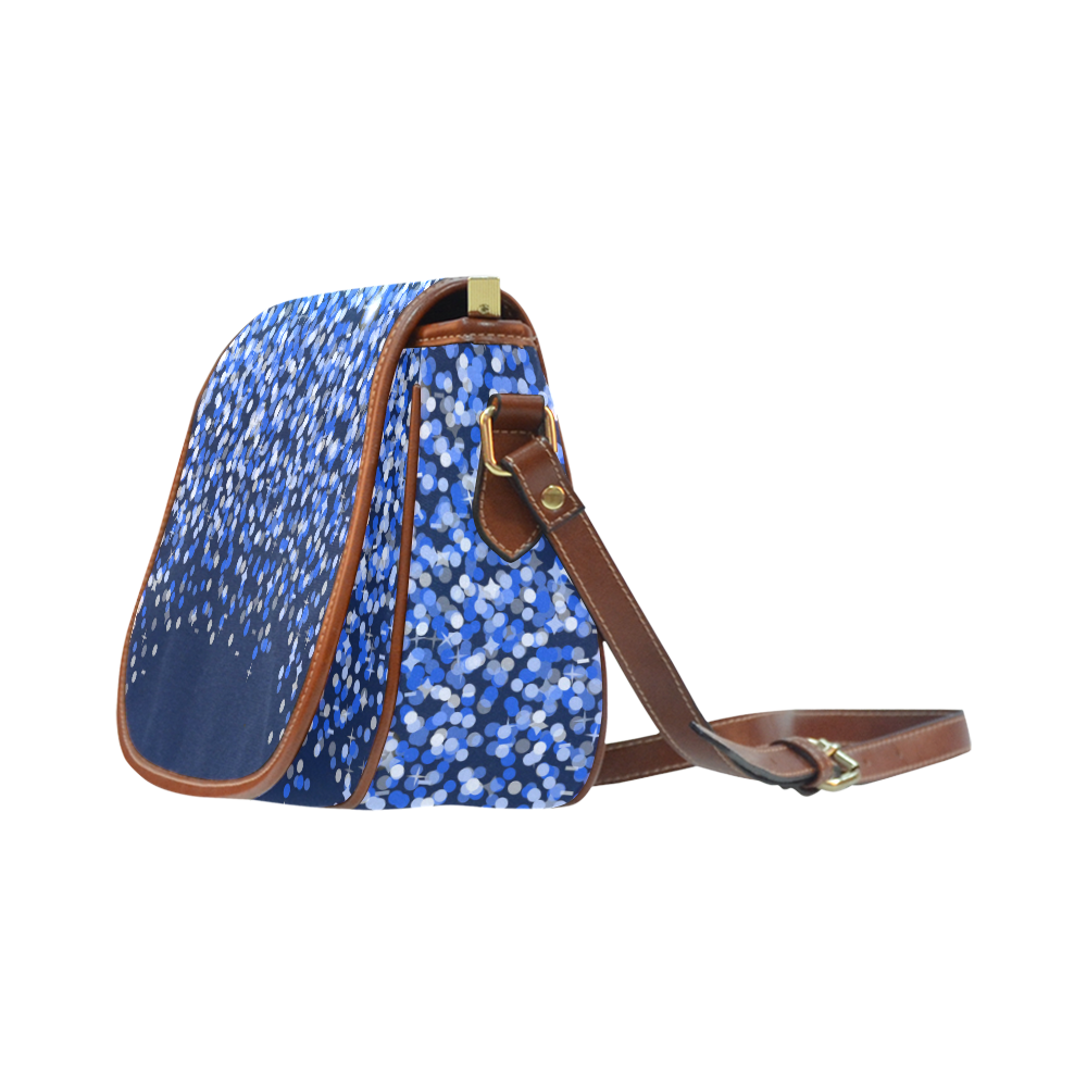 Blue Faux Glitter Saddle Bag/Small (Model 1649) Full Customization