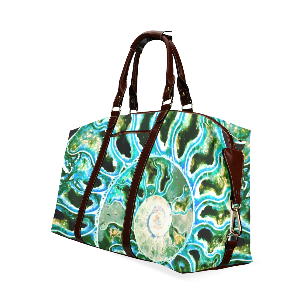 Blue Green Fossil Geode Classic Travel Bag (Model 1643)
