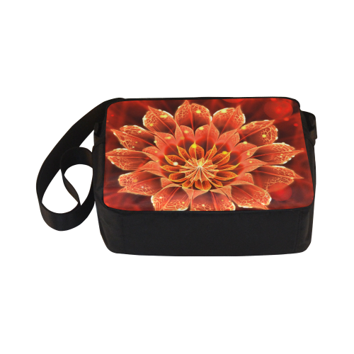 Sm Crossbody Bag - Red Dahlia Fractal Flower with Beautiful Bokeh Classic Cross-body Nylon Bags (Model 1632)
