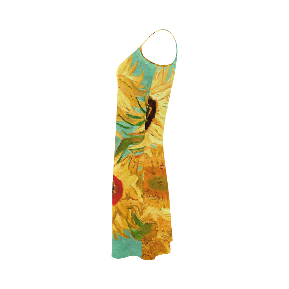 Van Gogh Sunflowers Floral Alcestis Slip Dress (Model D05) ID D602110