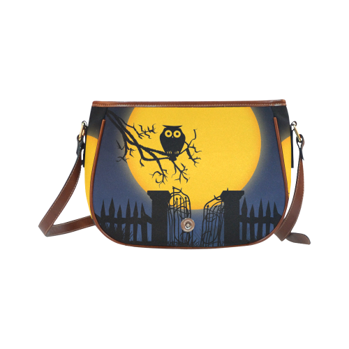 Happy Halloween with  a owl in the night Saddle Bag/Large (Model 1649)
