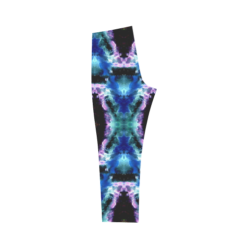 Blue, Light Blue, Metallic Diamond Pattern Capri Legging (Model L02)