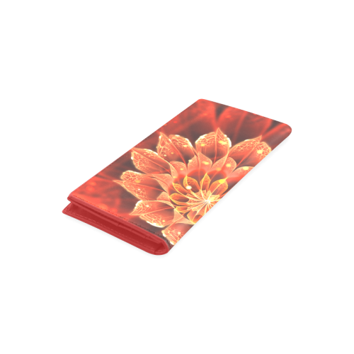 Women's Leather Wallet - Red Dahlia Fractal Flower with Beautiful Bokeh Women's Leather Wallet (Model 1611)